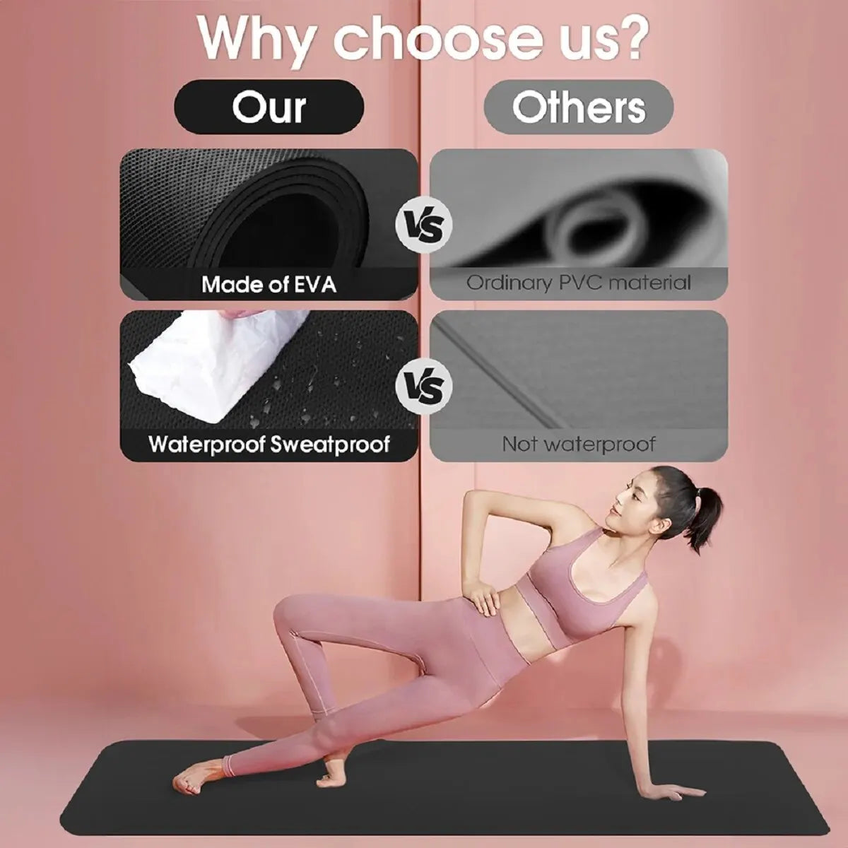 Solana Yoga Mat 4Mm Thick with Nylon Strap for Men & Women - Non Slip Exercise Mat for Home Yoga, Pilates, Stretching, Floor & Fitness Workouts
