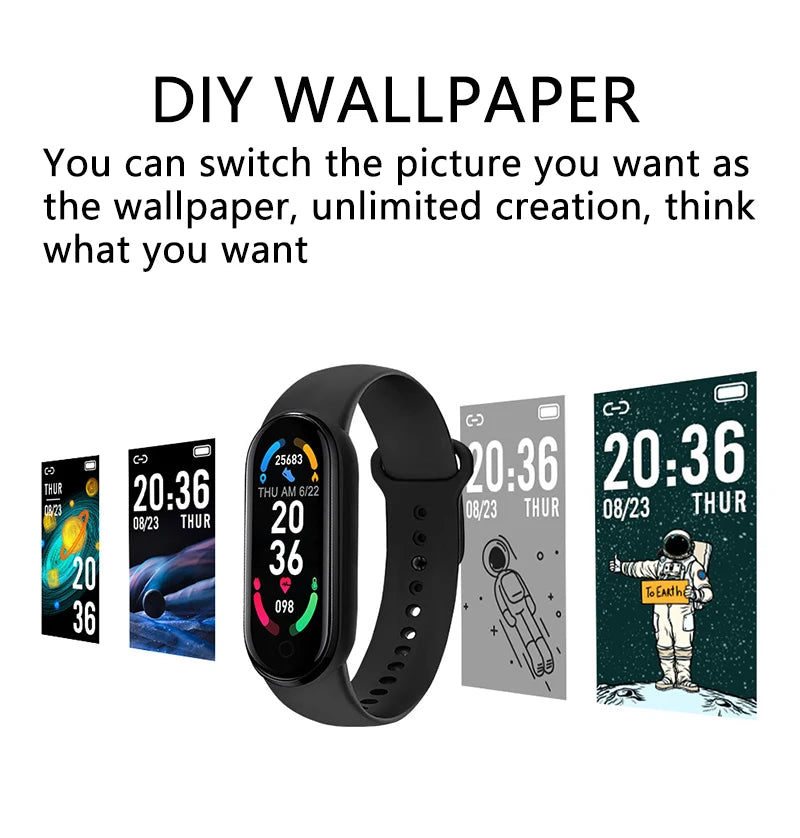 M6 Smart Watch Men Women Fitness Sports Smart Band Bracelet IP67 Bluetooth Music Heart Rate Take Pictures Smartwatch for Xiaomi